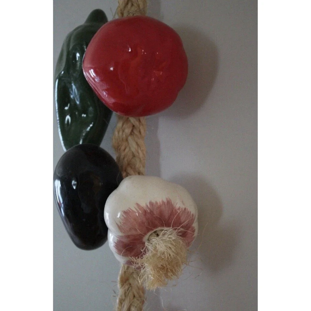 Vintage Mexican Pottery Vegetable Garland Hanging Ceramic Wall Decor Kitchen